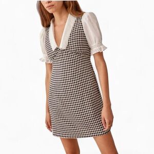 Reformation Zina Black and White Gingham Mini Dress 4